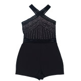 Hot Drill Hollow Out Patchwork Romper NY-3233