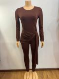 Solid Color Patchwork Tie Up Jumpsuit GADE-8444