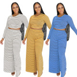 Long Sleeve Stripe Loose Two Piece Pants Set SFY-TW535