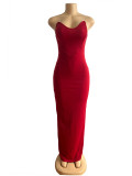 Deep V-neck Wrap Chest Fishtail Dress GADE-5393