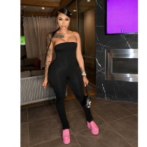 Solid Color Wrap Chest Pleated Jumpsuit GCNF-CN0137
