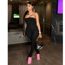 Solid Color Wrap Chest Pleated Jumpsuit GCNF-CN0137