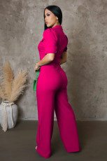 Short Sleeve Sport Solid Jumpsuit OSM-AJ4463