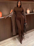 Solid Color Patchwork Tie Up Jumpsuit GADE-8444