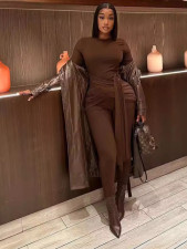 Solid Color Patchwork Tie Up Jumpsuit GADE-8444