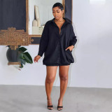 Long Sleeve Solid Color Loose Shirt Dress SFY-TW533