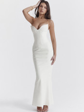 Deep V-neck Wrap Chest Fishtail Dress GADE-5393
