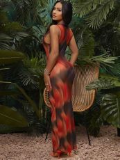 Sleeveless Tight Printed Maxi Dress GADE-5584