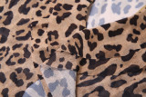 Leopard Print Deep V Neck Split Maxi Dress XEF-53059