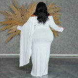 Plus Size One Shoulder Long Sleeve Maxi Dress NNWF-8007