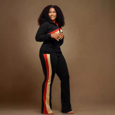Stripe Patchwork Zipper Two Piece Pants Set SFY-TW521