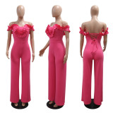 Solid Sleeveless Ruffles Loose Jumpsuit CYA-901363