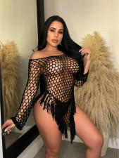 Large Mesh Tassel Beach Dress Cover Up FNN-DN8726