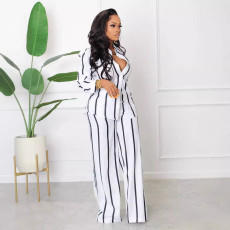 Stripe Long Sleeve Shirt Loose Pants Set SFY-TW532