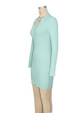 Vintage Fashion Solid Long Sleeve Mini Dress SH-S391249