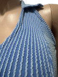 Sleeveless Solid Lapel Backless Mini Dress CM-8728