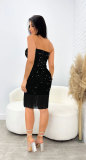 V-neck Bustierless Tassel Sequin Mini Dress NY-K3220