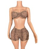 Leopard Print Sling Two Piece Shorts Set YUEM-Y11050