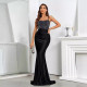 Hot Drill Pleated Backless Bandage Dress NY-K3237