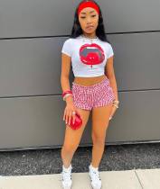 Pre Order: About 7 work days shipping Casual Plaid Print Slim Shorts  YUEM-Y11055