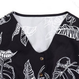 V Neck Print Bubble Sleeve Cardigan Dress GYLY-10512