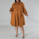 Plus Size Scarf Bubble Sleeve Midi Dress GDAM-J8001