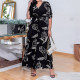 V Neck Print Bubble Sleeve Cardigan Dress GYLY-10512