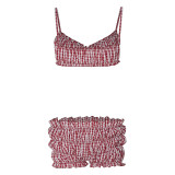 Plaid Print Vest Pleated Shorts Set YUEM-Y11056