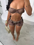 Leopard Print Sling Two Piece Shorts Set YUEM-Y11050