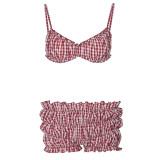 Plaid Print Vest Pleated Shorts Set YUEM-Y11056