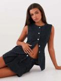 Fashion Denim Sleeveless Cardigan Two Piece Skirts Set GYAN-709