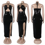 Sexy Halter Backless Sequin Maxi Dress NY-K3251