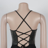 Hot Drill Pleated Backless Bandage Dress NY-K3237