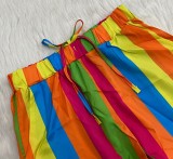 Stripe Long Sleeve Casual Shorts Suit LSD-LD1531