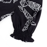 V Neck Print Bubble Sleeve Cardigan Dress GYLY-10512
