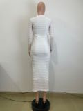 Solid Slim Knis Long Sleeve Maxi Dress QODY-Y6047