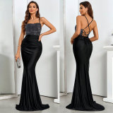 Hot Drill Pleated Backless Bandage Dress NY-K3237