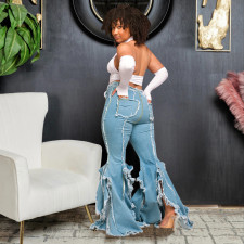 Tassel Split Micro Flare Jean GDAM-MY710