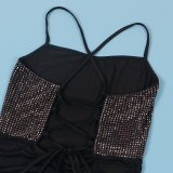 Hot Drill Pleated Backless Bandage Dress NY-K3237