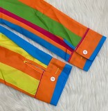 Stripe Long Sleeve Casual Shorts Suit LSD-LD1531