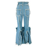 Tassel Split Micro Flare Jean GDAM-MY710