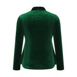 Plus Size Sequins Splicing Fake Two Piece Long Sleeve Top GOSD-DZ1468