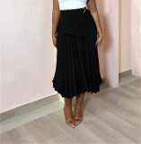Solid Color High Waist Long Skirt OMY-MY11054