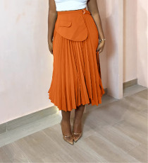 Solid Color High Waist Long Skirt OMY-MY11054