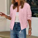 Fashion Sequin Long Sleeve Zipper Coat GOSD-OM10228