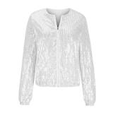 Fashion Sequin Long Sleeve Zipper Coat GOSD-OM10228