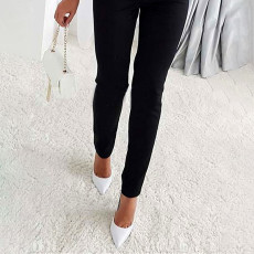 Solid Color V-neck Long Sleeve Rhinestone Jumpsuit GOSD-9473244