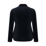 Plus Size Sequins Splicing Fake Two Piece Long Sleeve Top GOSD-DZ1468