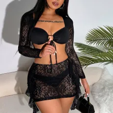 Sexy Lace See-Through Two Piece Set  DYSC-DY24A1534YYB051520