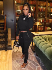 Casual Sweatshirt Solid Color Two Piece Pants Set OMY-MY11053